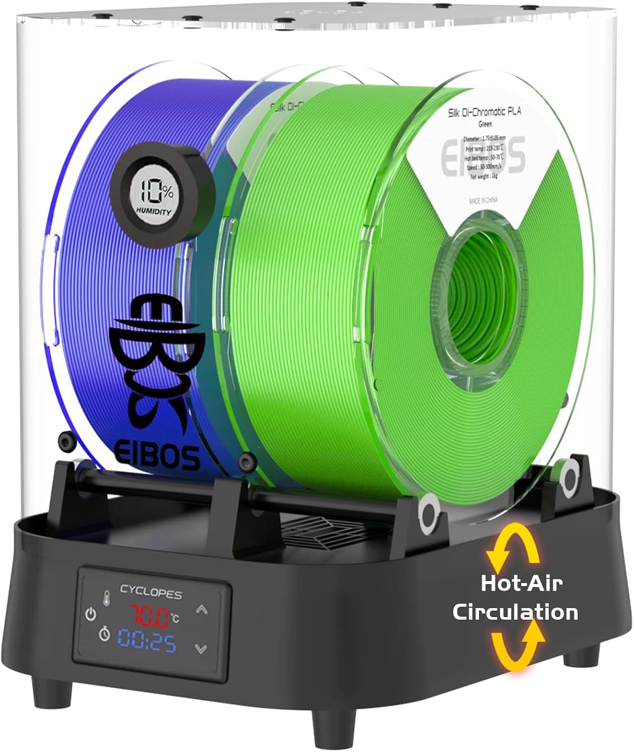 EIBOS Filament Dryer Cyclopes 2 Rolls, Adjustable Temp Max 70C, Humidity Sensor, Infinite Timer